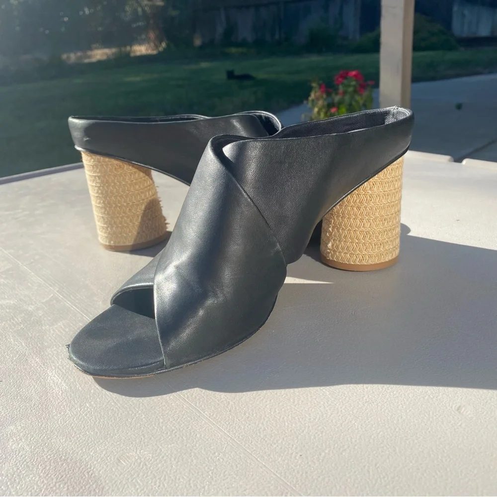 Dolce Vita Women's Black Crisscross Slip On Block Chunky Heels Size 8.5